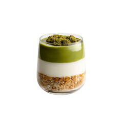 Layered Matcha Green Tea Dessert Parfait in Glass