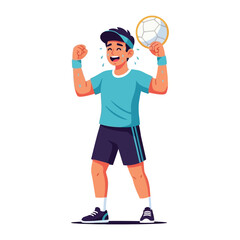 Volleyball Victory Illustration: A vibrant illustration captures the moment of triumph as a volleyball player celebrates a winning point, embodying the joy of victory and sportsmanship.