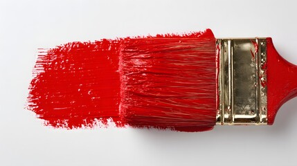 A vibrant red paint stroke, expertly applied with a paintbrush, highlights the precision of the artistry.