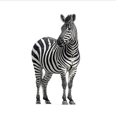 Fototapeta premium A zebra standing on a white background an isolated photograph of a zebra with a clipping path a highquality photorealistic image a fullbody shot with no shad