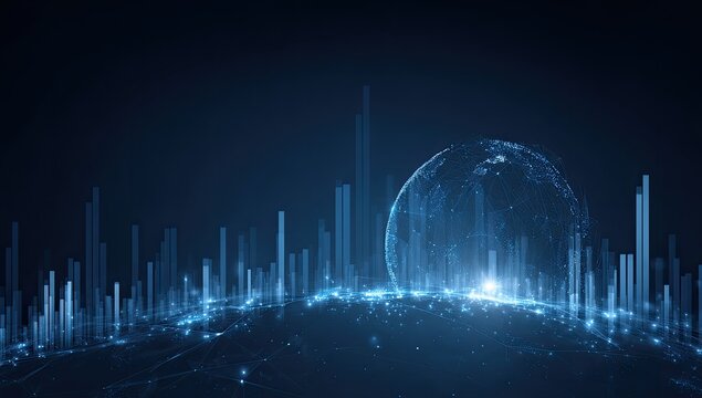 Futuristic cityscape digital globe