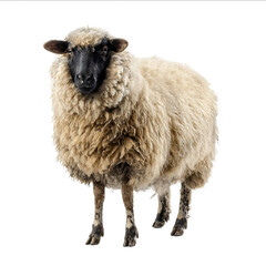 Fototapeta premium Fullbody photograph of an isolated sheep on a white background