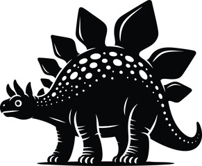 Cute Stegosaurus dinosaur character vector illustration isolated on white background