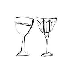 Hand drawn doodle goblets vintage cups sketch illustration for celebration medieval party or halloween design projects
