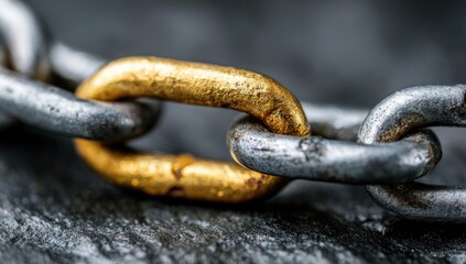 Fototapeta premium Close-up of a metallic chain link (1)