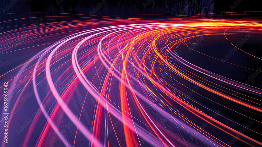 Poster abstract light trails capturing the essence of speed and motion in vivid colors