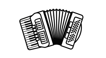 Black and White Outline of a Classic Accordion.
