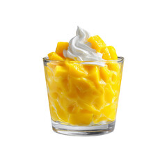 Delicious Mango Dessert with Whipped Cream in Glass