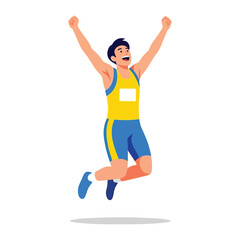 Victory Leap: Capturing the essence of athletic prowess, a triumphant athlete celebrates a hard-earned victory with an exultant leap, embodying the spirit of competition.
