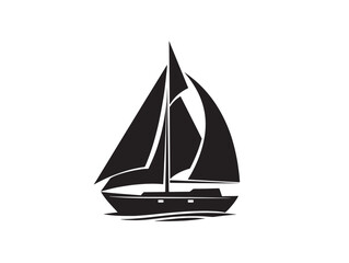 Minimalist Sailboat Icon Silhouette for Marine Stock Designs