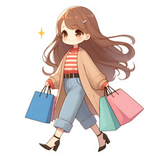 a shopping girl vector