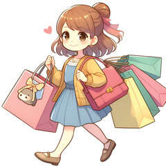 a shopping girl vector