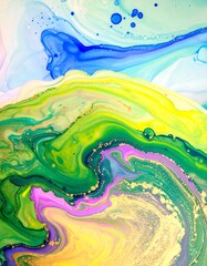 Abstract fluid art design. Vibrant swirling colors