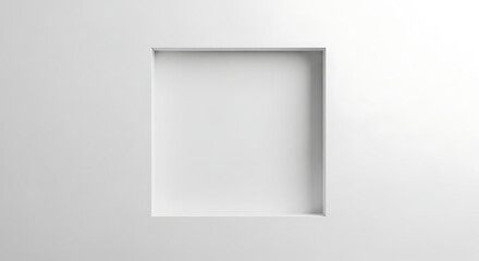 Minimalist Rectangular White Niche in a Clean White Wall, Showcasing Architectural Design with Subtle Light and Shadow for an Elegant, Modern Aesthetic