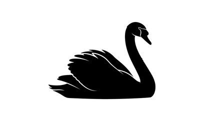 Elegant black swan silhouette floating gracefully with a curved neck and detailed feathers.