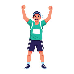Victory's Embrace: A jubilant athlete celebrates triumph, his arms raised high, showcasing the sheer exhilaration of achievement.