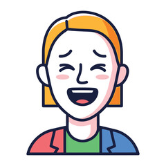 Delighted Woman Portrait: This image portrays a joyful cartoon woman in a close-up view. The illustration expresses happiness.
