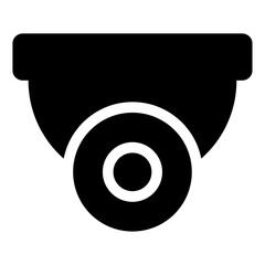 Black silhouette of dome security camera icon for surveillance and monitoring