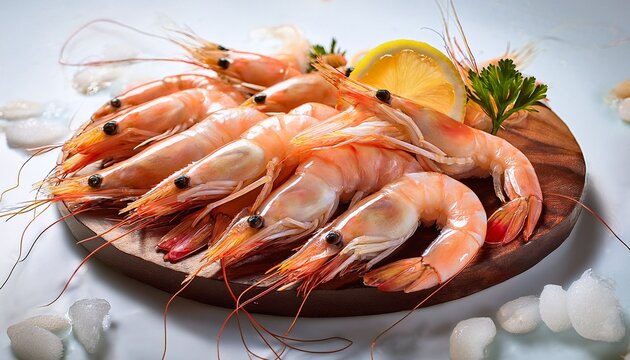 fresh raw shrimps on isolared background