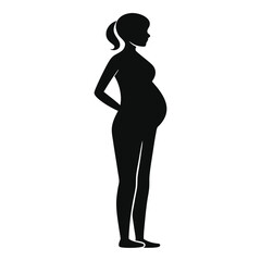 Pregnant Woman Silhouette Vector Icon Motherhood and Maternity