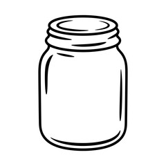 Illustration of an Empty Mason Jar with Outline and White Background Design for Graphic Projects and Crafting Needs