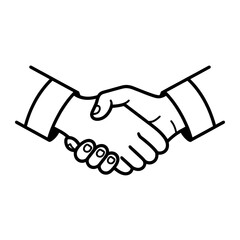 Simple Handshake Illustration for Business Partnership and Agreement Concepts Minimalist Design in Black and White Suitable for Icons