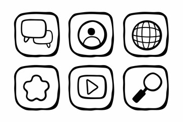 Social Media Icons Vector Set Black Line Art Minimal Design Illustration