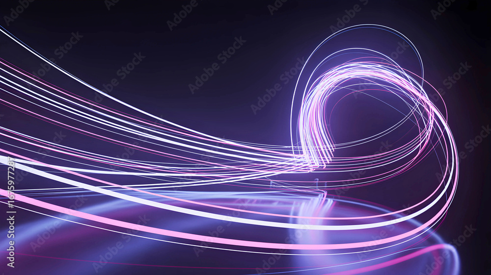 Poster neon light trails in the dark a dynamic and energetic abstract design