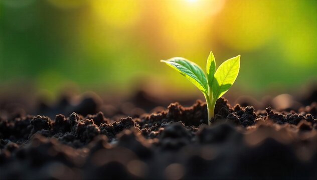 Close-up of a tiny seed being carefully placed into rich, dark soil, ready for growth Sunlight gently illuminates the scene, promising new life and springtime growth , environment, macro