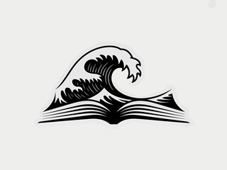 Abstract Wave Breaking Over an Open Book Vector Illustration Design Concept for Creativity and Learning