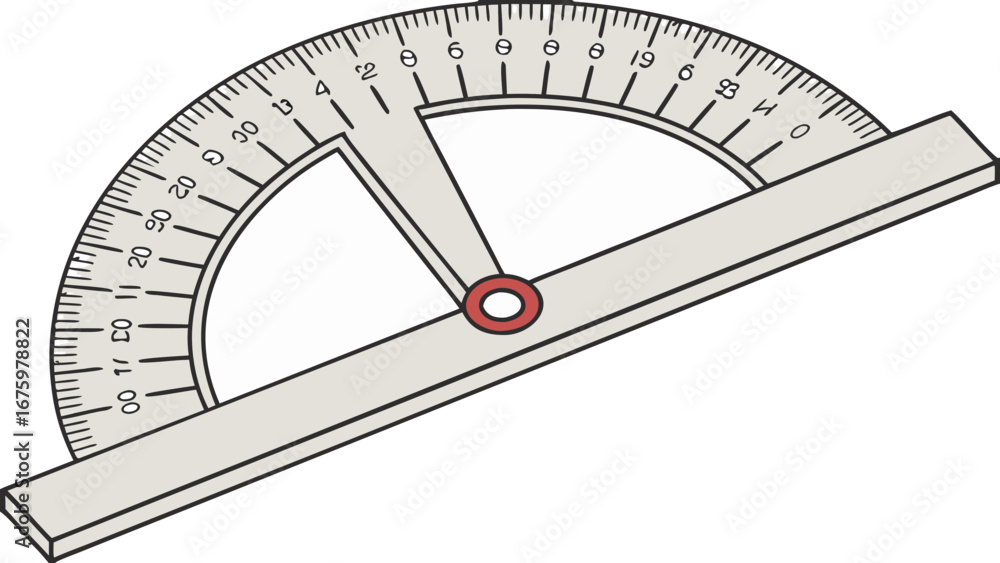 Aufkleber illustration of a protractor with degree markings and a rotating arm on a white background image