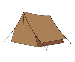 Old fashioned tent isolated on white background. Doodle style