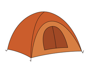 Tent isolated on white background. Doodle style