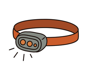 Headlamp isolated on white background. Doodle style