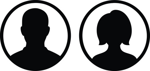Male and Female Avatar Silhouettes Abstract Human Profiles, Anonymous Person Icons, Man and Woman Vector Illustration