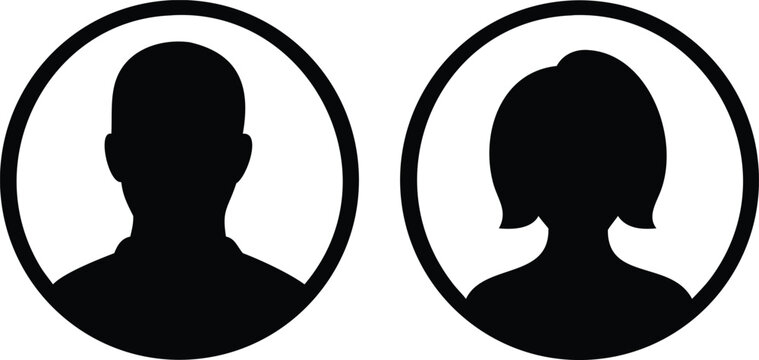 Male and Female Avatar Silhouettes Abstract Human Profiles, Anonymous Person Icons, Man and Woman Vector Illustration