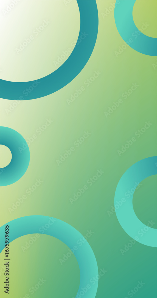 Poster abstract background with circles and copy space in green blue gradient