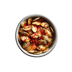 Spicy Roasted Pumpkin Seeds in a Bowl - Overhead View