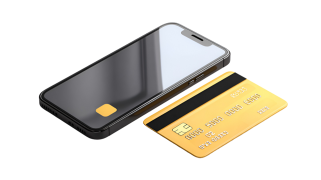Smartphone and Gold Credit Card Mobile Payment