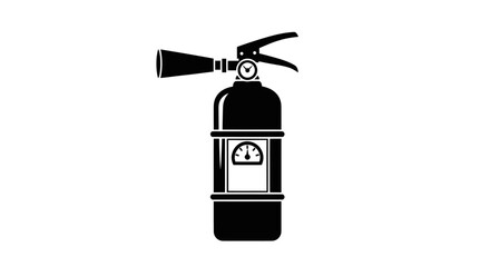 Black Fire Extinguisher Silhouette Icon for Fire Safety.