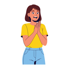 Applauding Moment: An illustrated woman, embodies cheerful appreciation and positivity by clapping hands together.