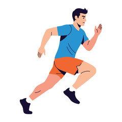 Energetic Sprinter in Motion: An illustration of a dynamic athlete sprints forward, embodies movement, action, and determination, suitable for conveying themes of fitness, activity, and energy.