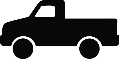 Pickup Truck Black Silhouette Icon Farm Transport Vehicle Glyph Vector for Agriculture, Cargo, Delivery, and Rural Work Design