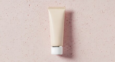 Beige Cosmetic Tube Mockup on Pink Textured Background