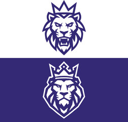 Obraz premium Lion Head Logos Majestic Crowns and Roaring Expressions