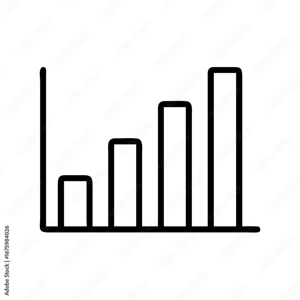 Poster a simple bar graph illustration showing an upward trend with increasing bar heights on a horizontal 