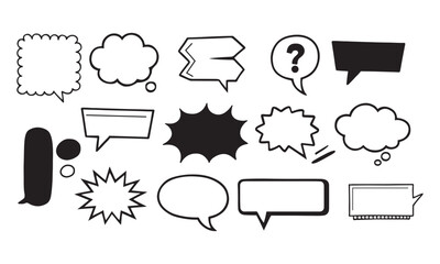 Hand-Drawn Comic Speech and Thought Bubble Vector Icon Set for Creative Dialogues and Graphic Design. Vector Modern illustration