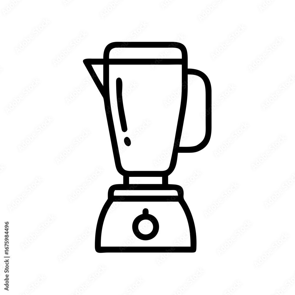 Aufkleber illustration of a kitchen blender with a jar and a base with a button in a simple line art style