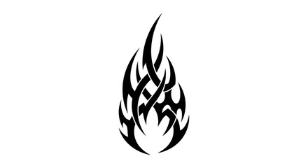 Tribal Tattoo Design - Abstract Flame-like Pattern in Black and White.