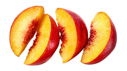 Juicy Peach Slices on Black Background